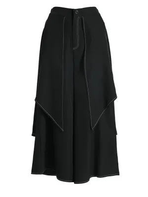 Pre Order:  Layered Topstitched Wide Leg Pants