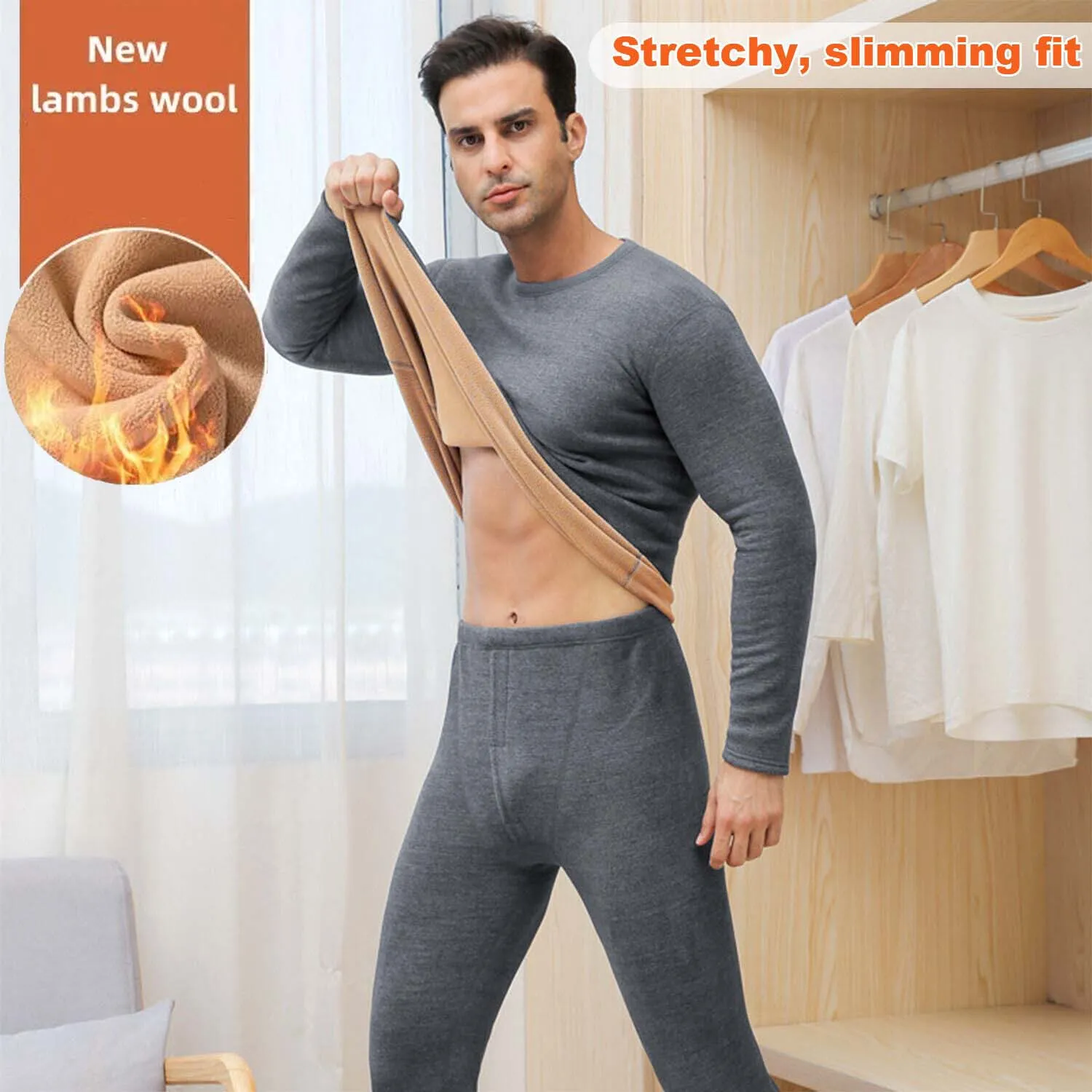 Premium Quality Lamb Wool Winter Thermal Underwear Set