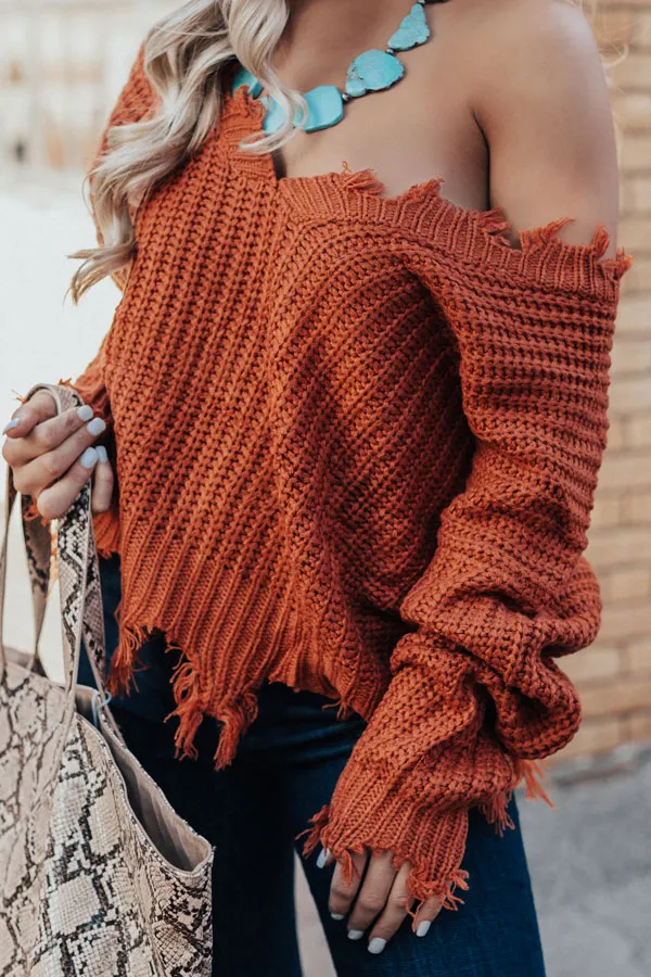 Pure Happiness Knit Sweater In Orange