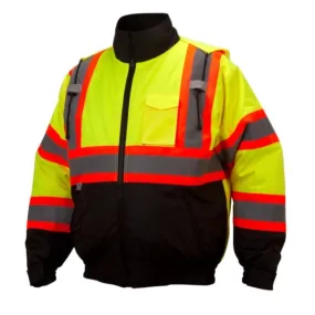 Pyramex® Hi Vis Waterproof X-Back Two-Tone Bomber Safety Jacket - ANSI Class 3 - RCJ32