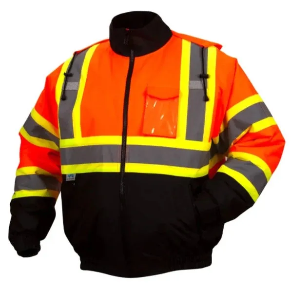 Pyramex® Hi Vis Waterproof X-Back Two-Tone Bomber Safety Jacket - ANSI Class 3 - RCJ32