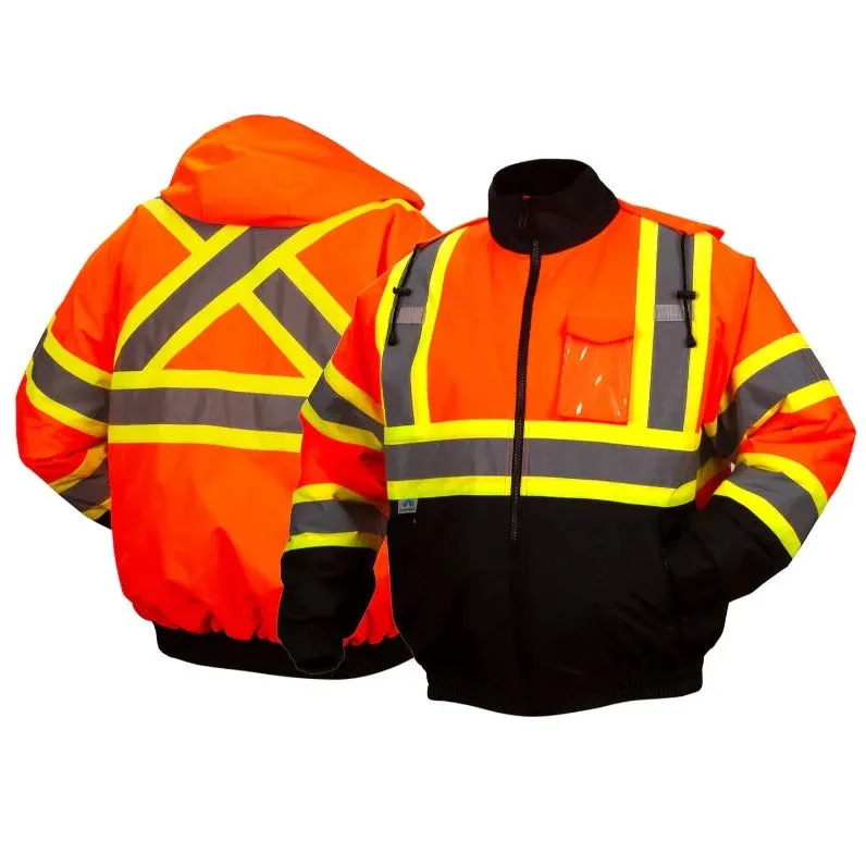 Pyramex® Hi Vis Waterproof X-Back Two-Tone Bomber Safety Jacket - ANSI Class 3 - RCJ32