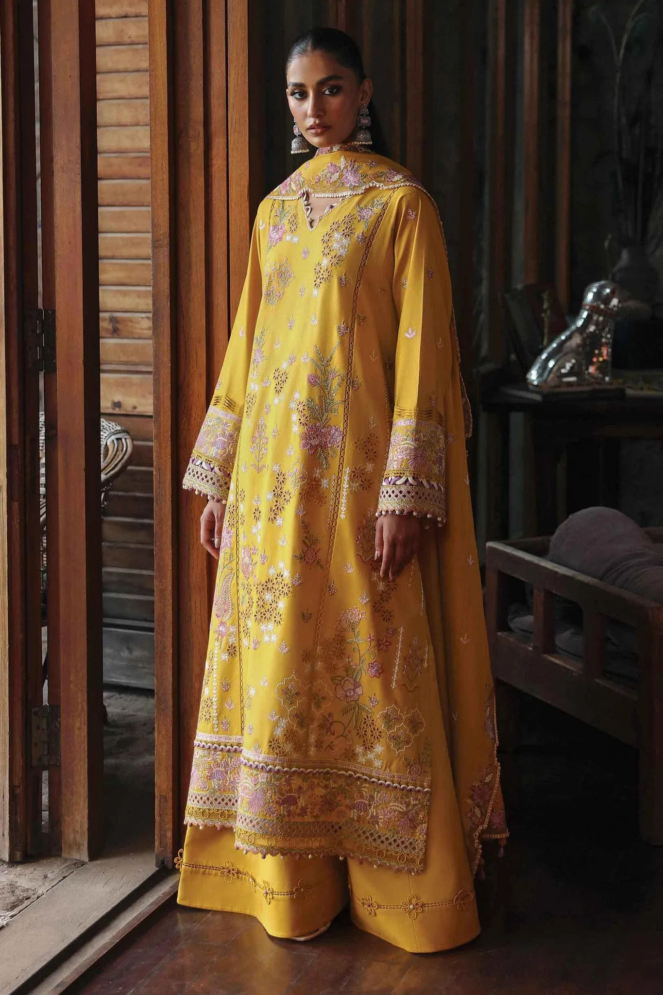 Qlinekari By Qalamkar Unstitched 3 Piece Emb Linen Collection'2024-LM-04-Sinsead