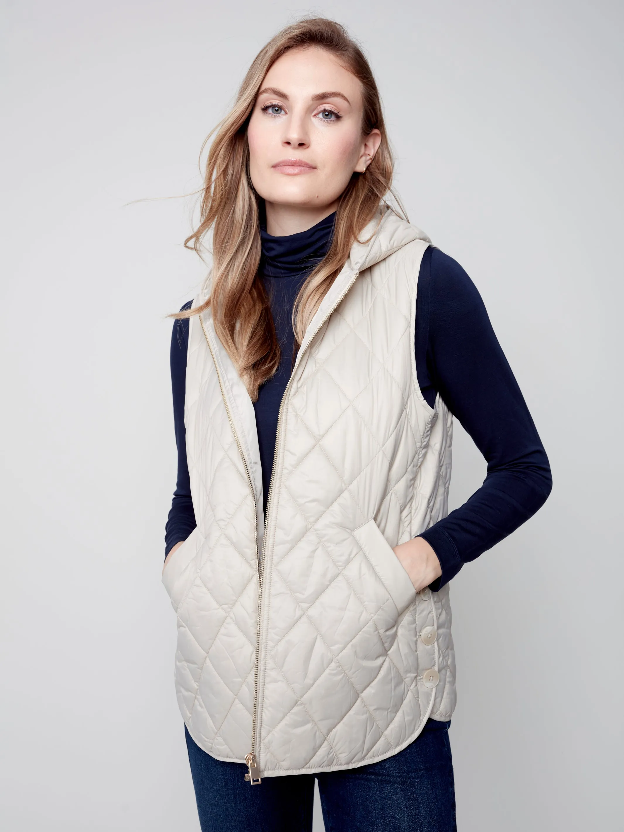 Quilted Puffer Vest with Hood