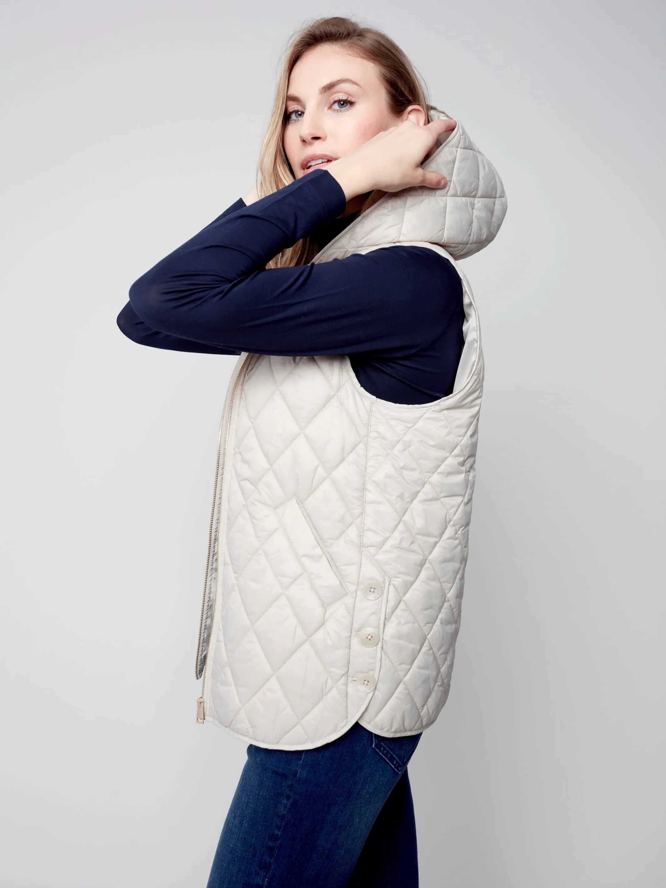 Quilted Puffer Vest with Hood