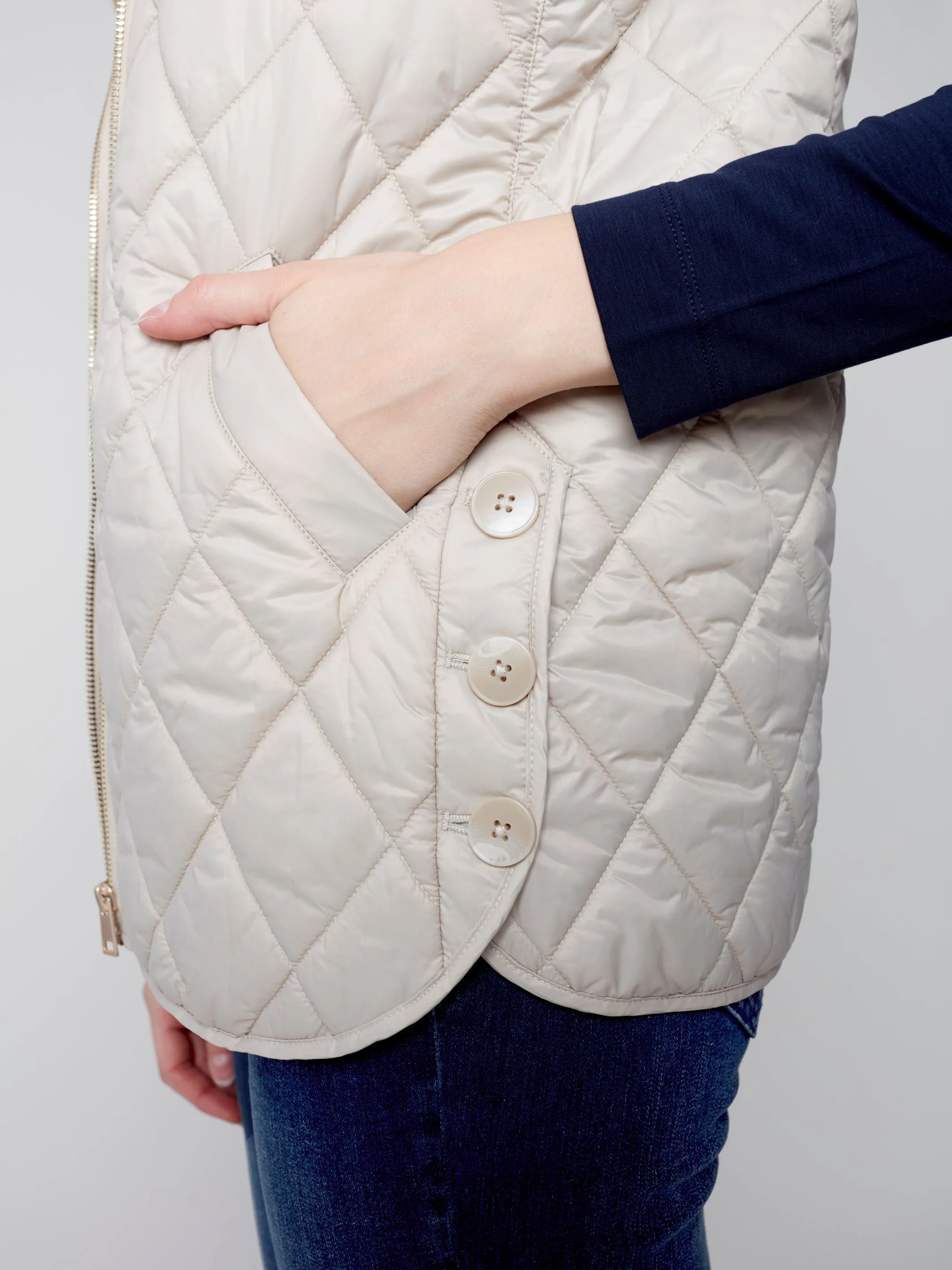 Quilted Puffer Vest with Hood