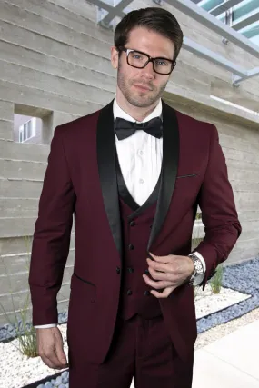 "MGM" Burgundy 1-Button Shawl Tuxedo (4-Piece Set)