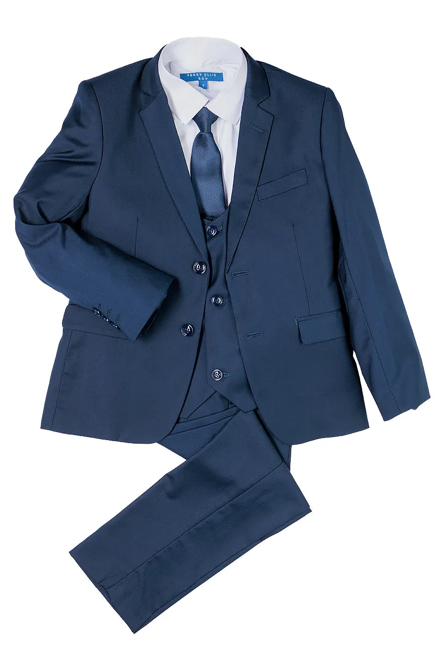 "Noah" Perry Ellis Kids Navy Suit (5-Piece Set)