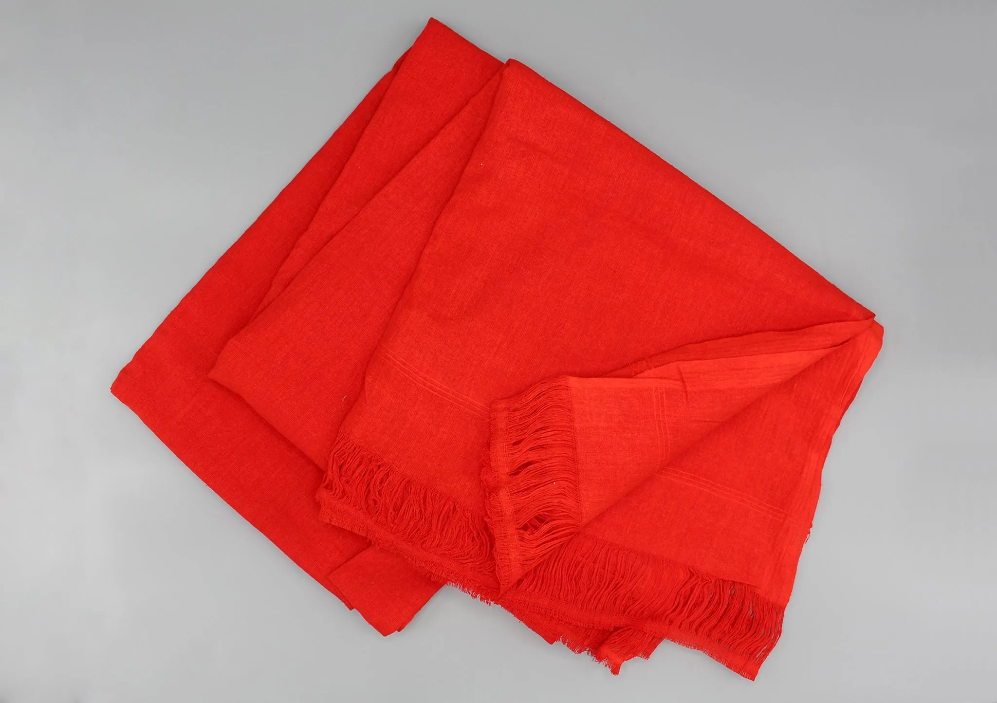 Red Raw Silk Tibetan Large Meditation Shawl