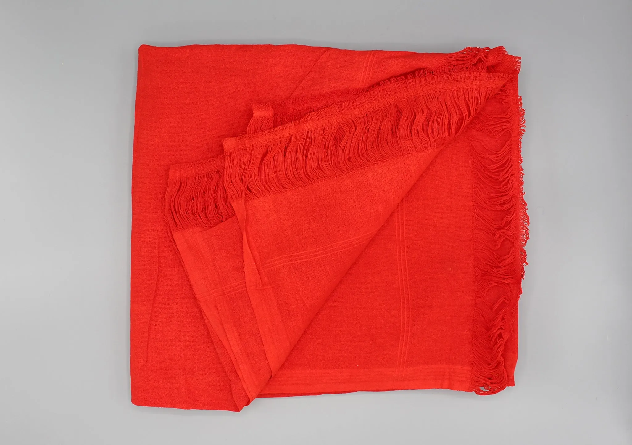 Red Raw Silk Tibetan Large Meditation Shawl