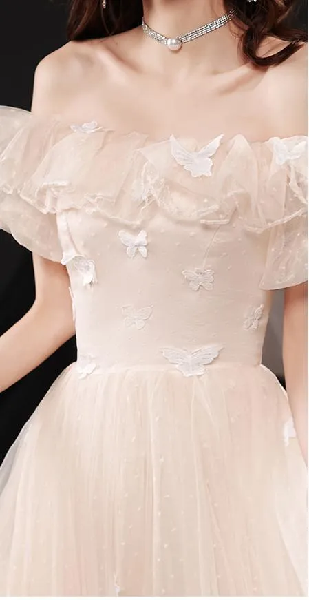 Retro Ethereal Off-Shoulder Prom Dress Bridesmaid dress