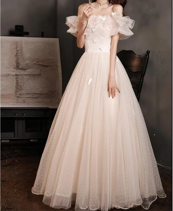 Retro Ethereal Off-Shoulder Prom Dress Bridesmaid dress