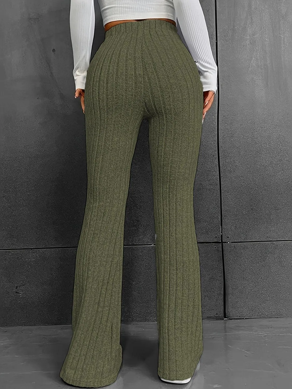 Ribbed High Waist Bootcut Pants