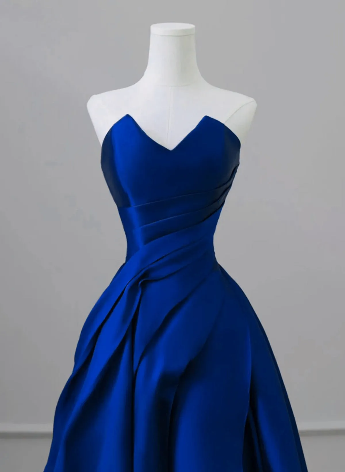 Royal Blue Satin A-line Simple Long Party Dress, Royal Blue Prom Dress