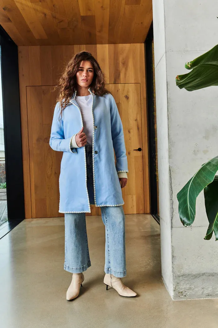 RYE BLANKET STITCH COAT | Sky Blue