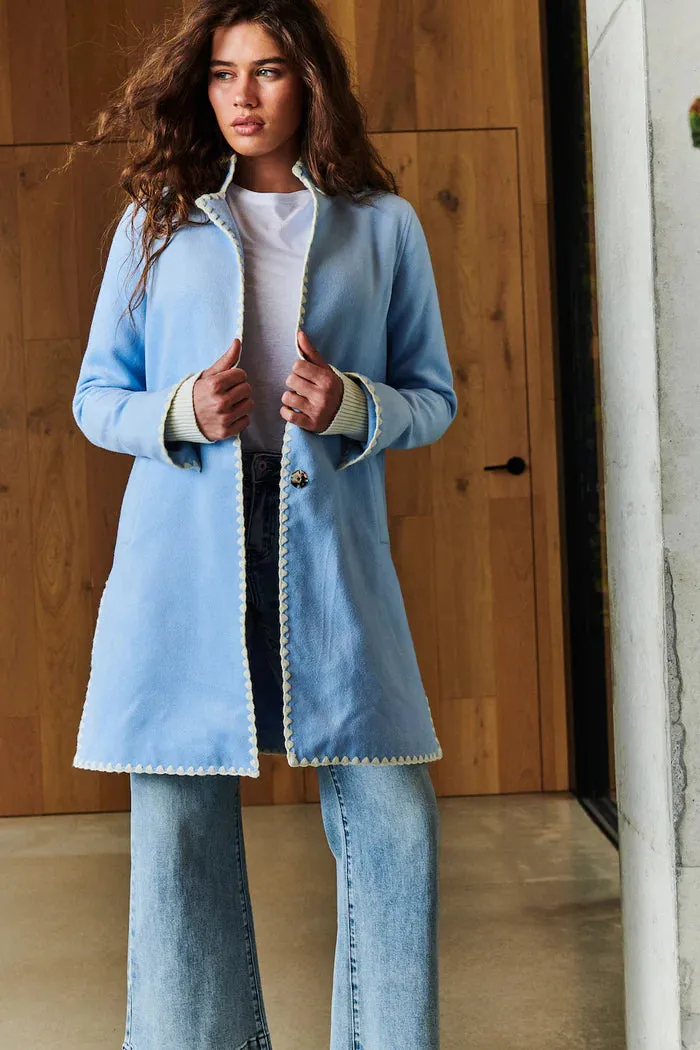 RYE BLANKET STITCH COAT | Sky Blue