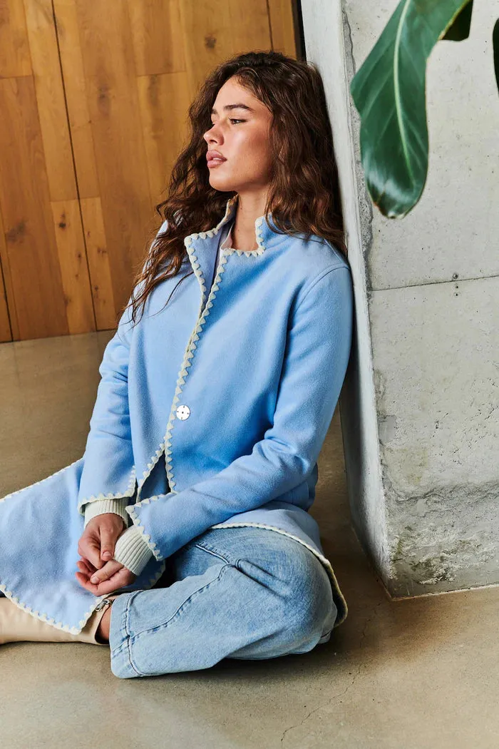 RYE BLANKET STITCH COAT | Sky Blue