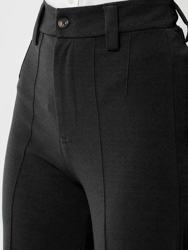 Selvia Women's Solid Lycra Straight Trouser(496TK144N-Xxl_Black)