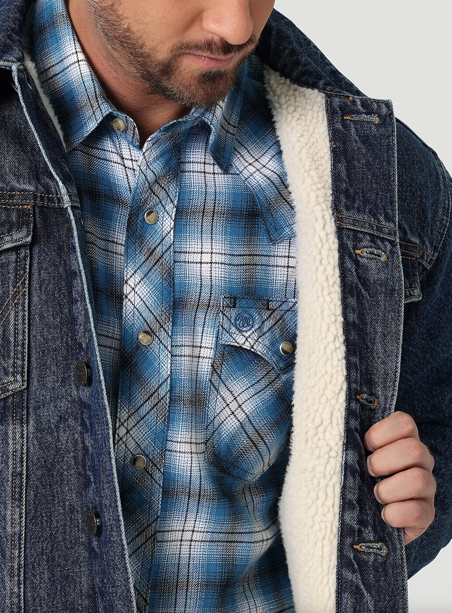 Sherpa Lined Western Denim Jacket