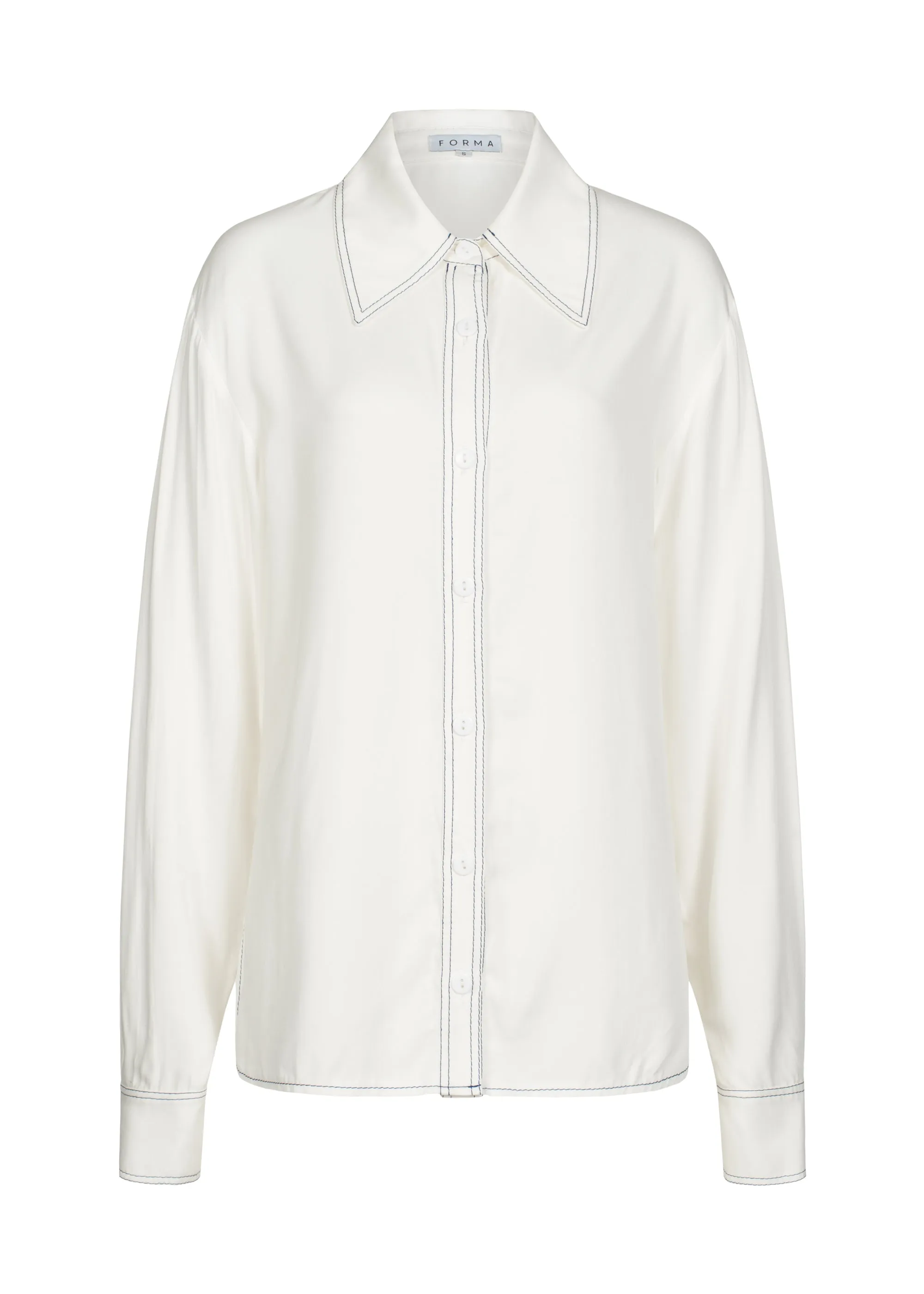 Shirt with a contrast stitching - White