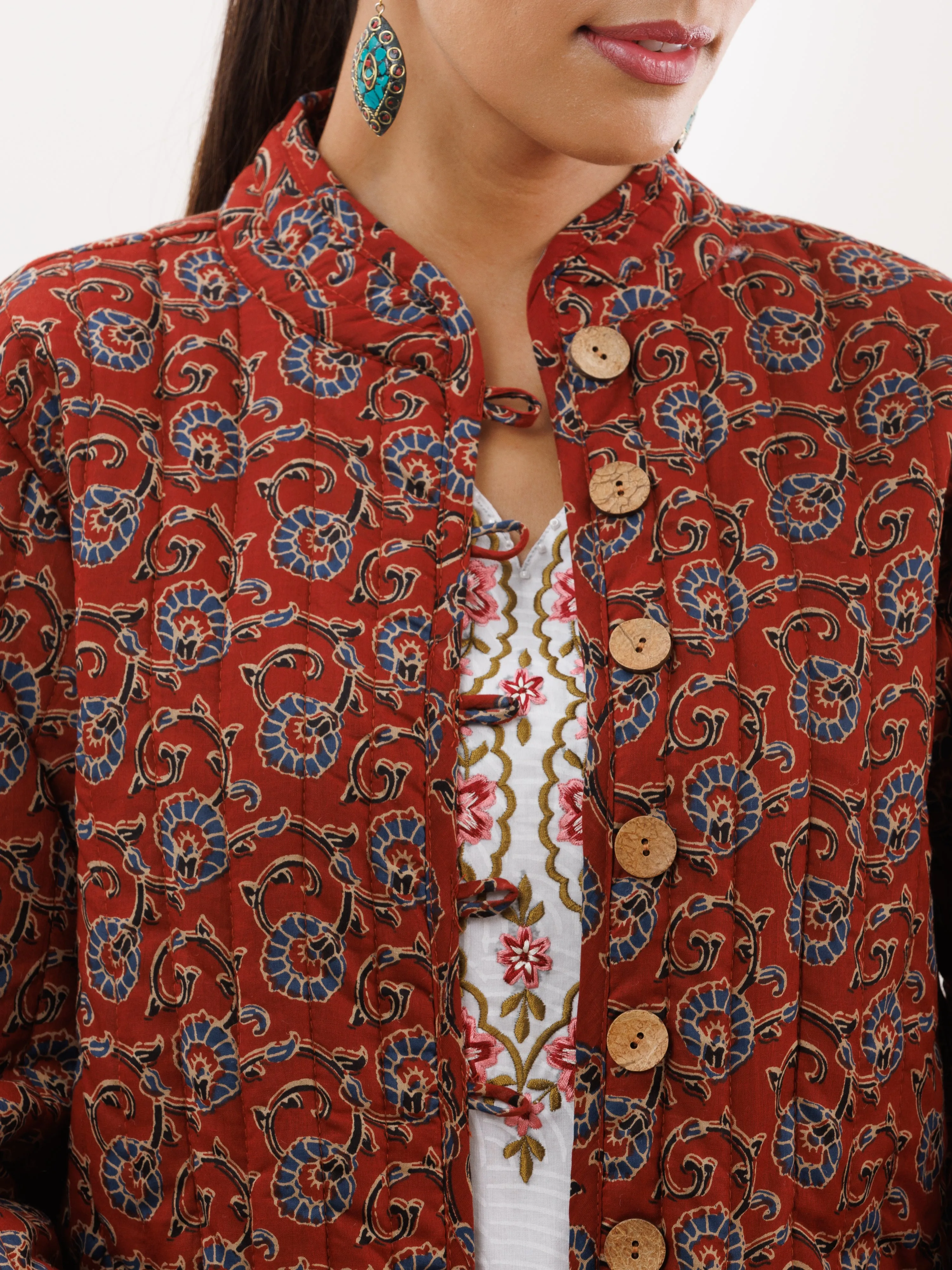 Shishir Faana Ajrakh Quilted Reversible Jacket