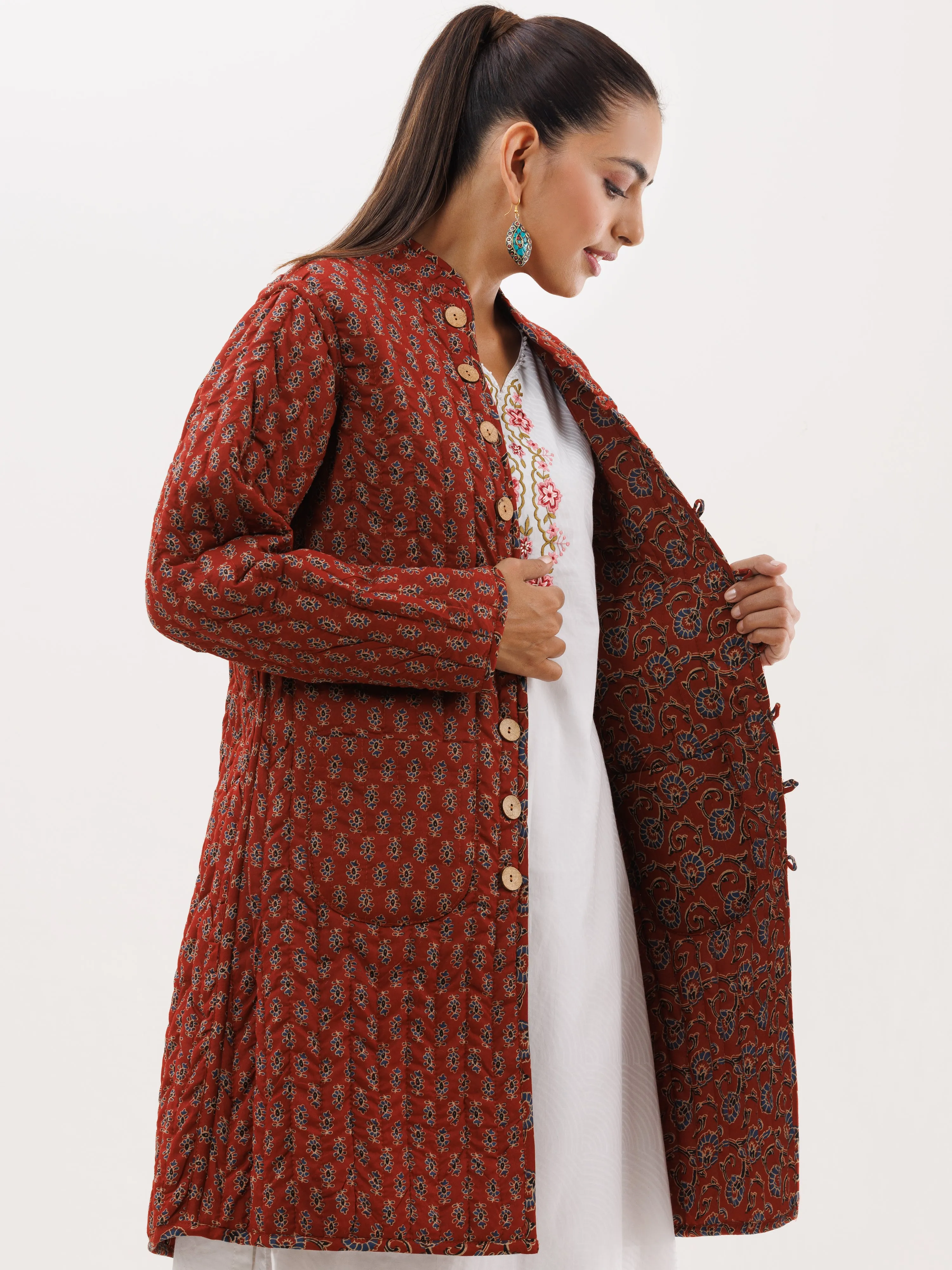 Shishir Faana Ajrakh Quilted Reversible Jacket