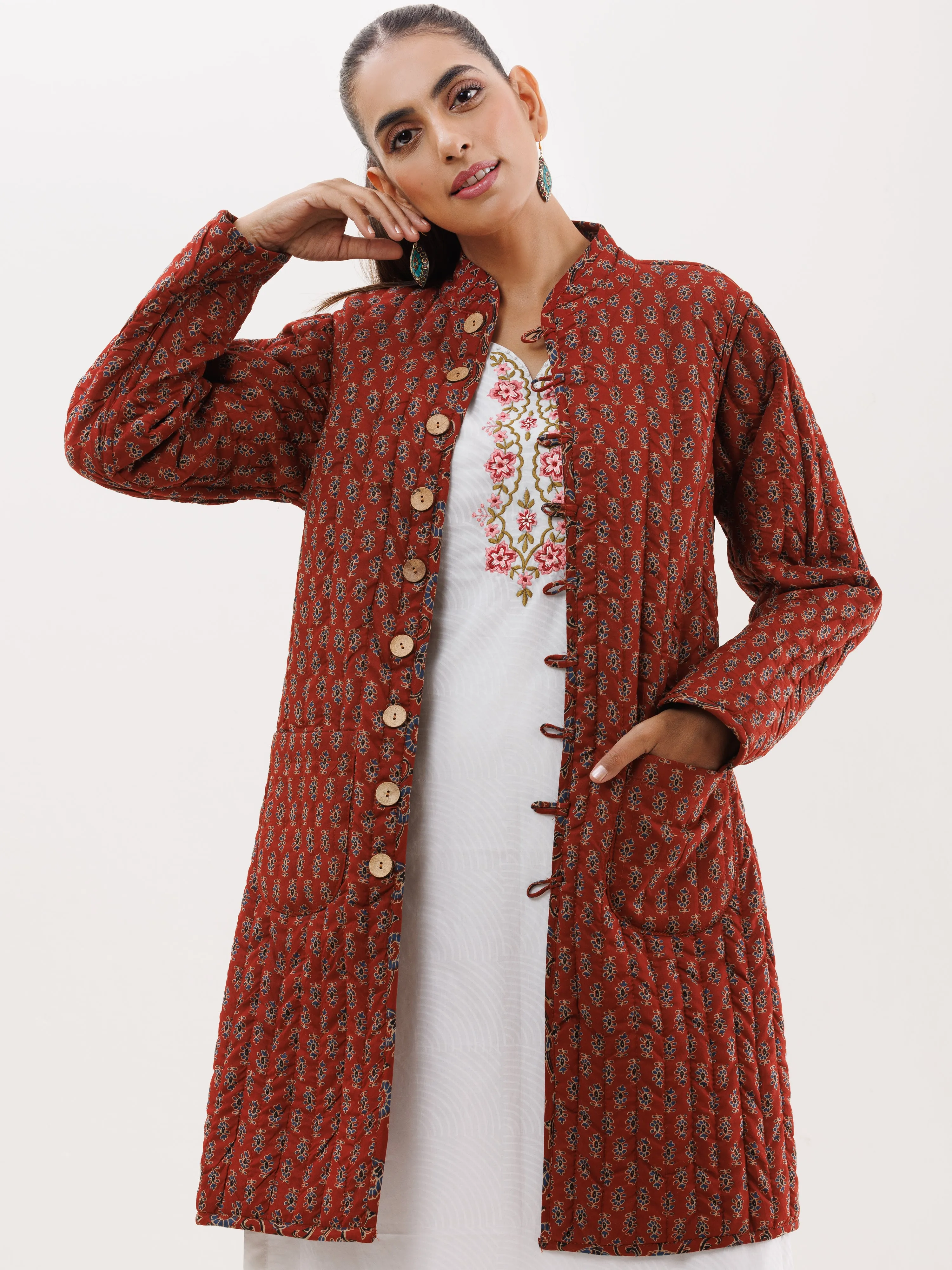 Shishir Faana Ajrakh Quilted Reversible Jacket