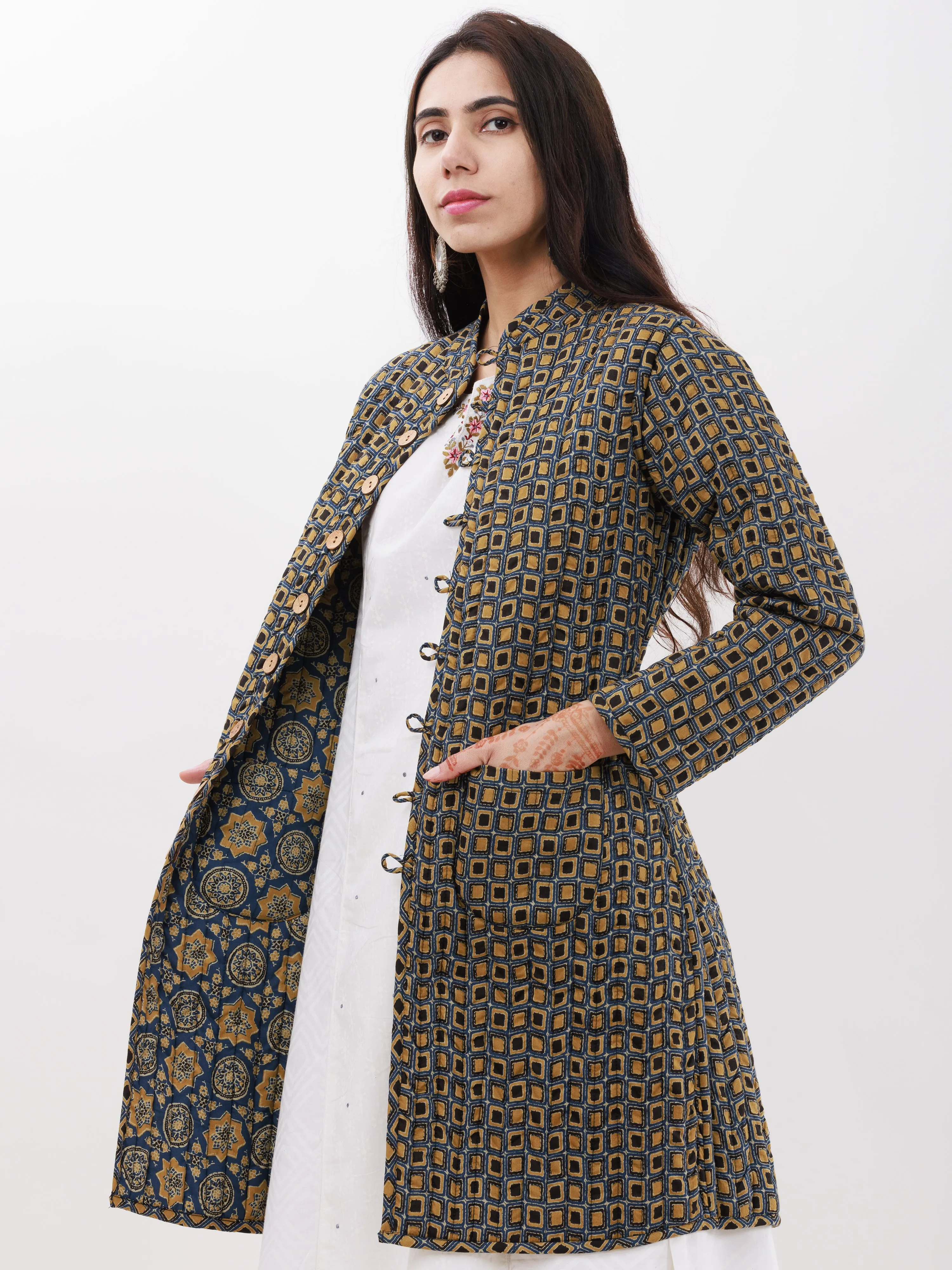 Shishir Neha Ajrakh Quilted Reversible Jacket