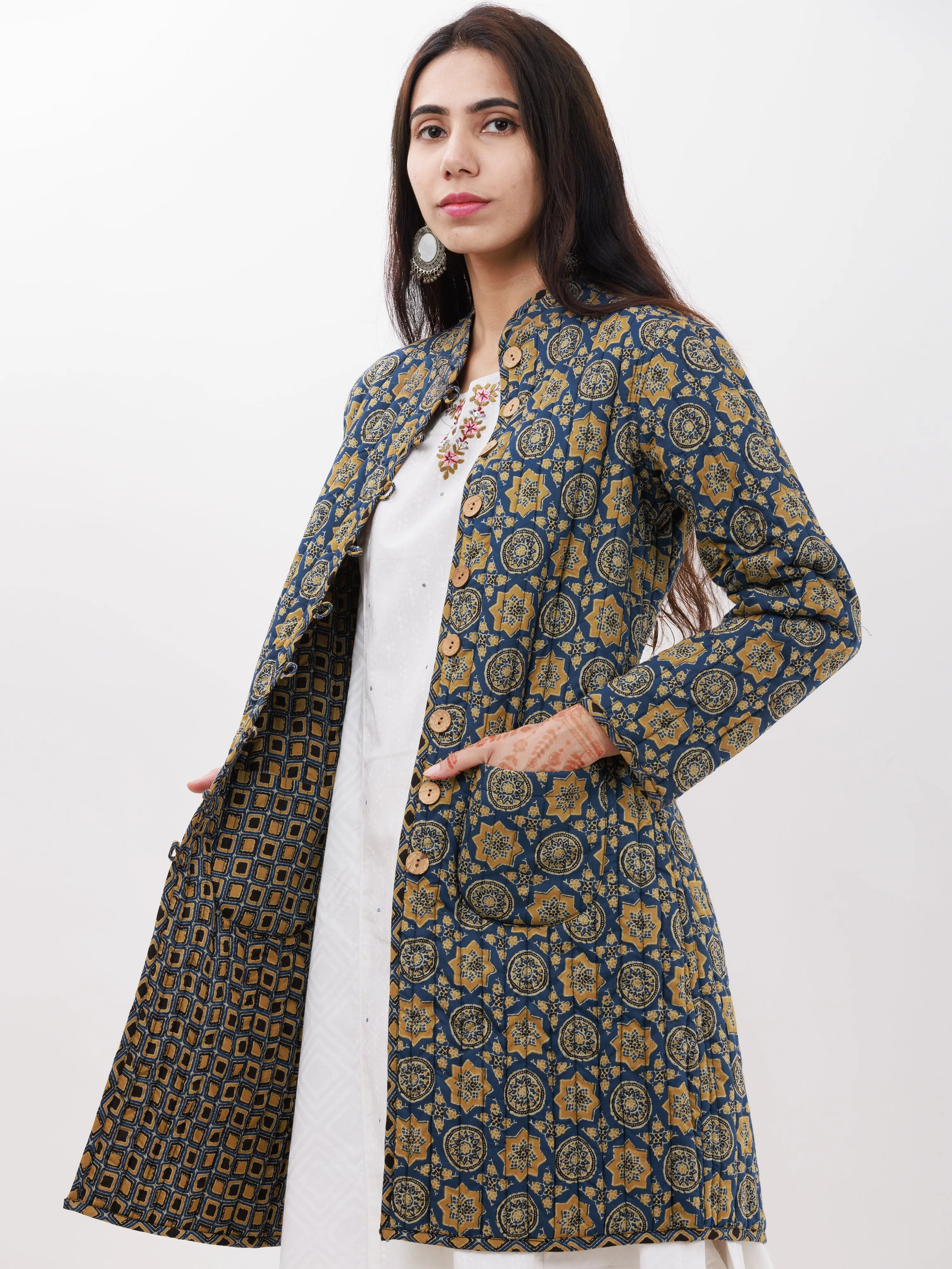 Shishir Neha Ajrakh Quilted Reversible Jacket