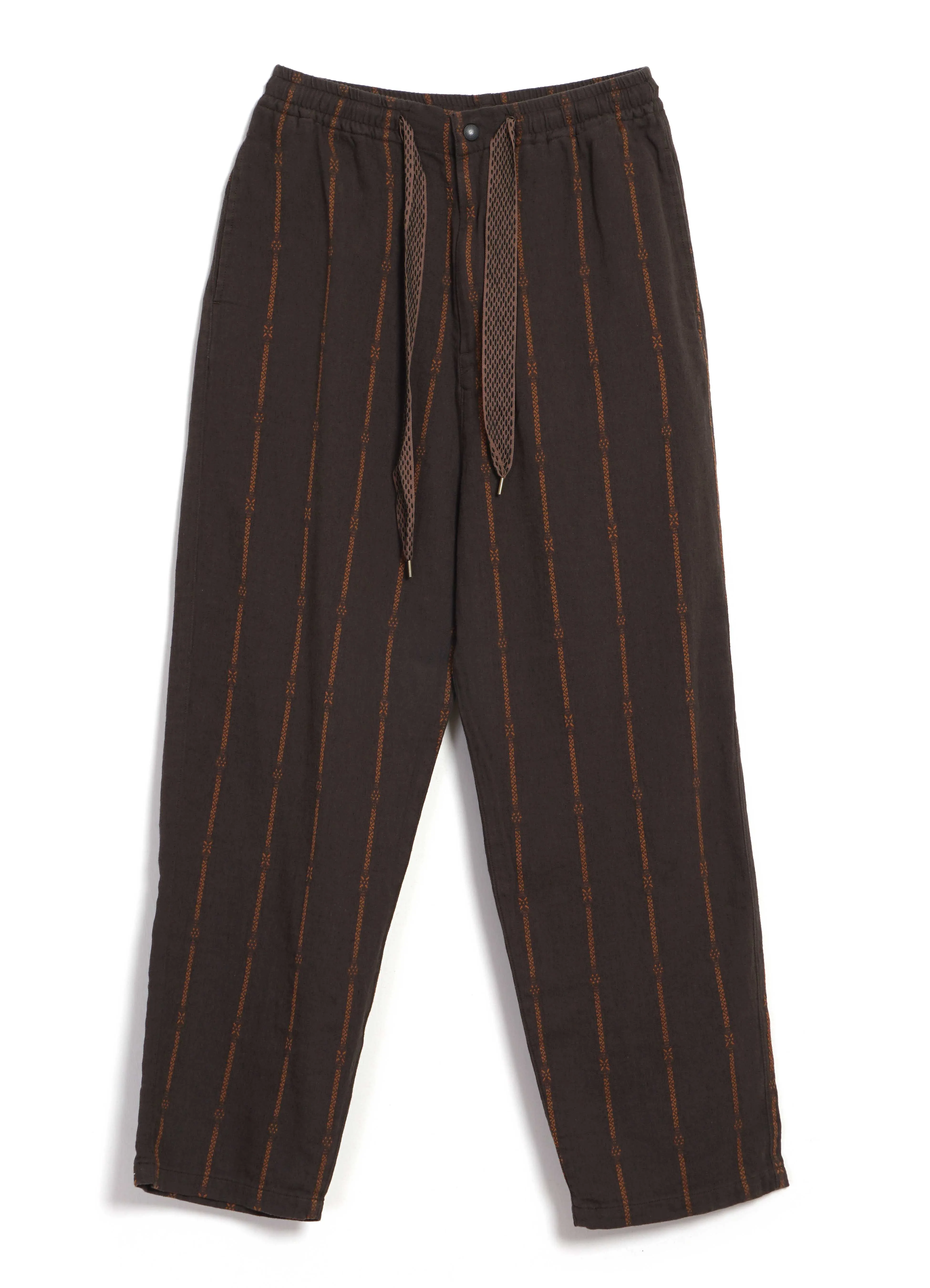 SIAM | Striped Cotton Linen Pants | Dark Brown