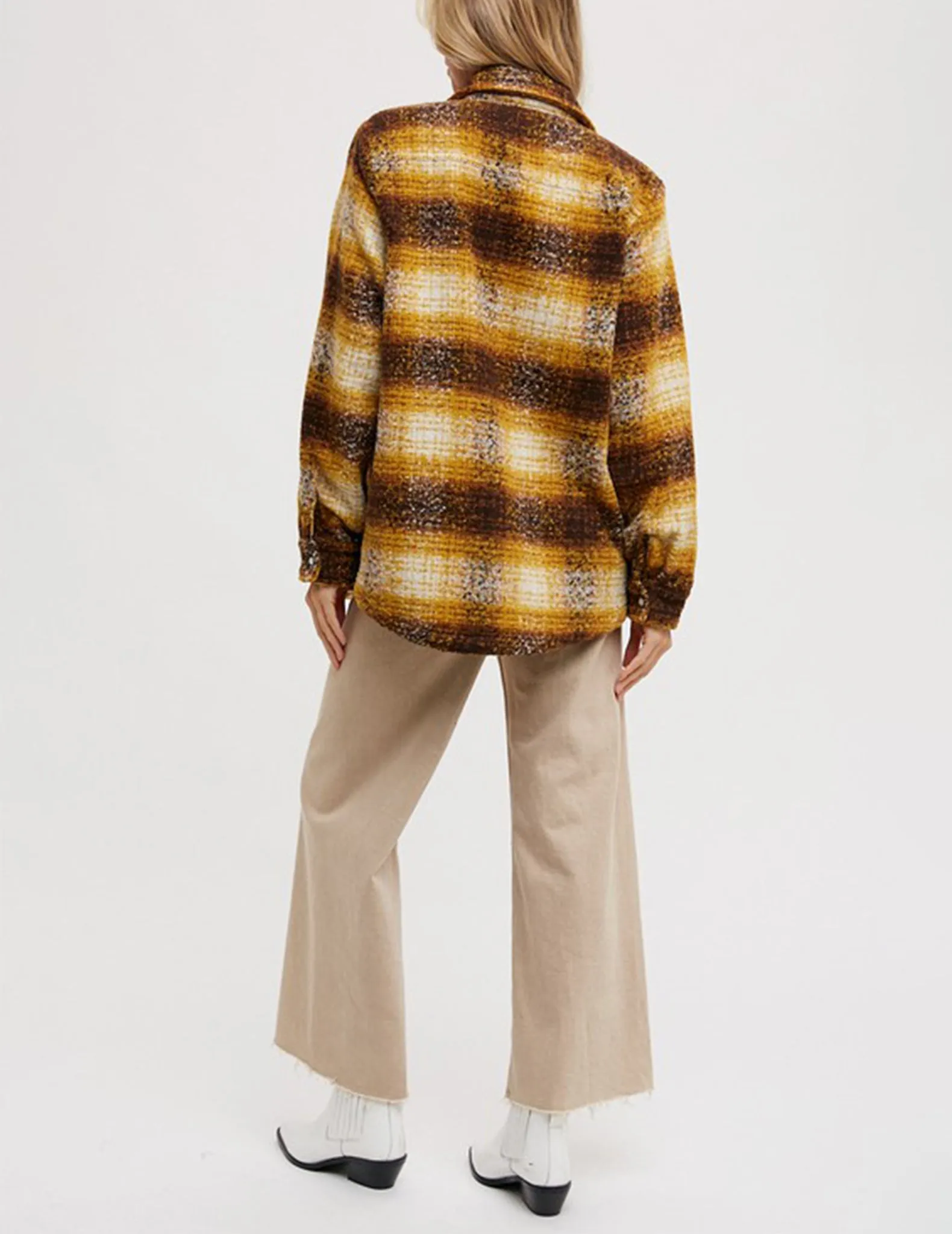 Sierra Mustard Plaid Flannel Shacket