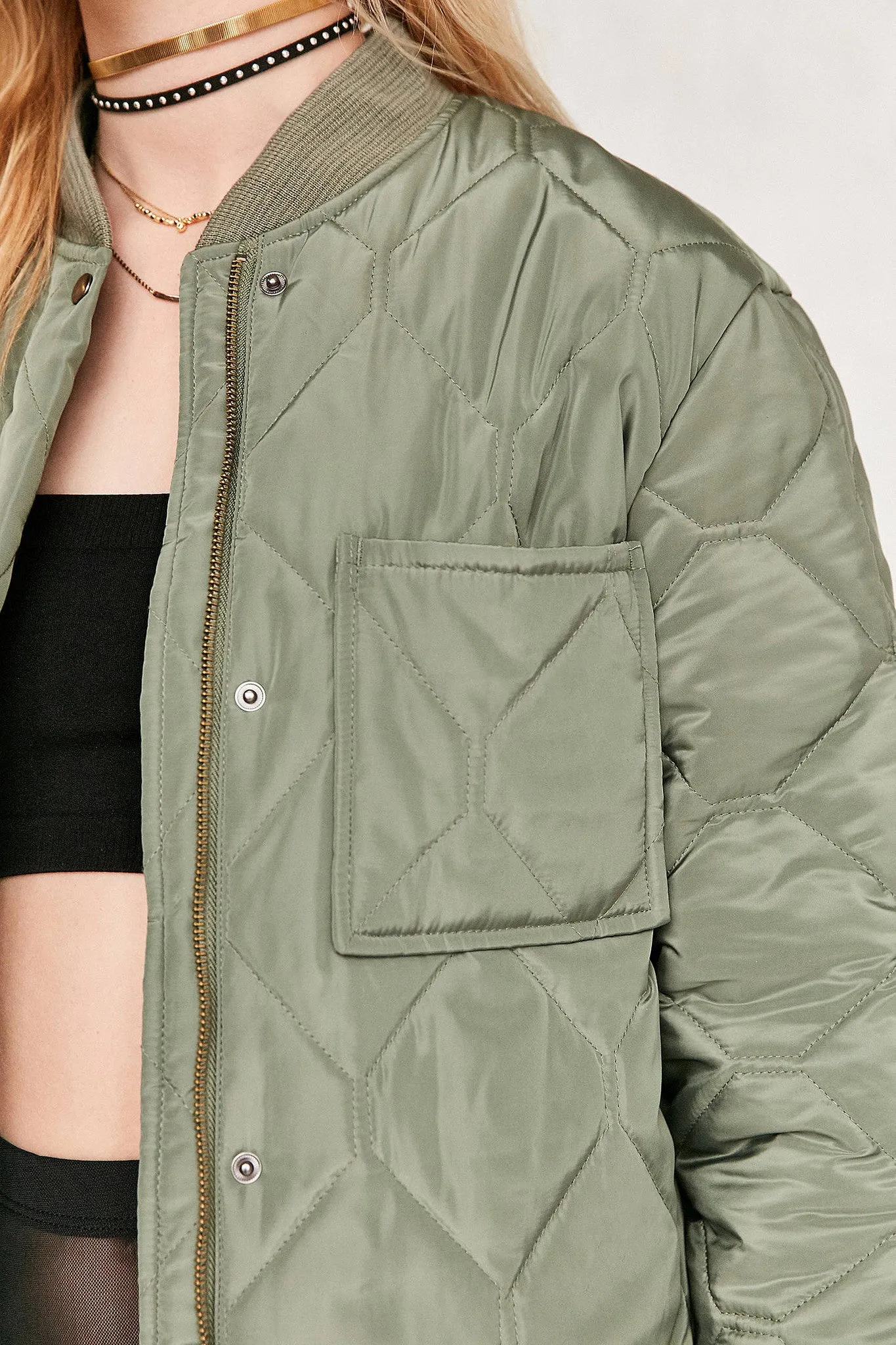 Silence   Noise Quilted Liner Bomber Jacket