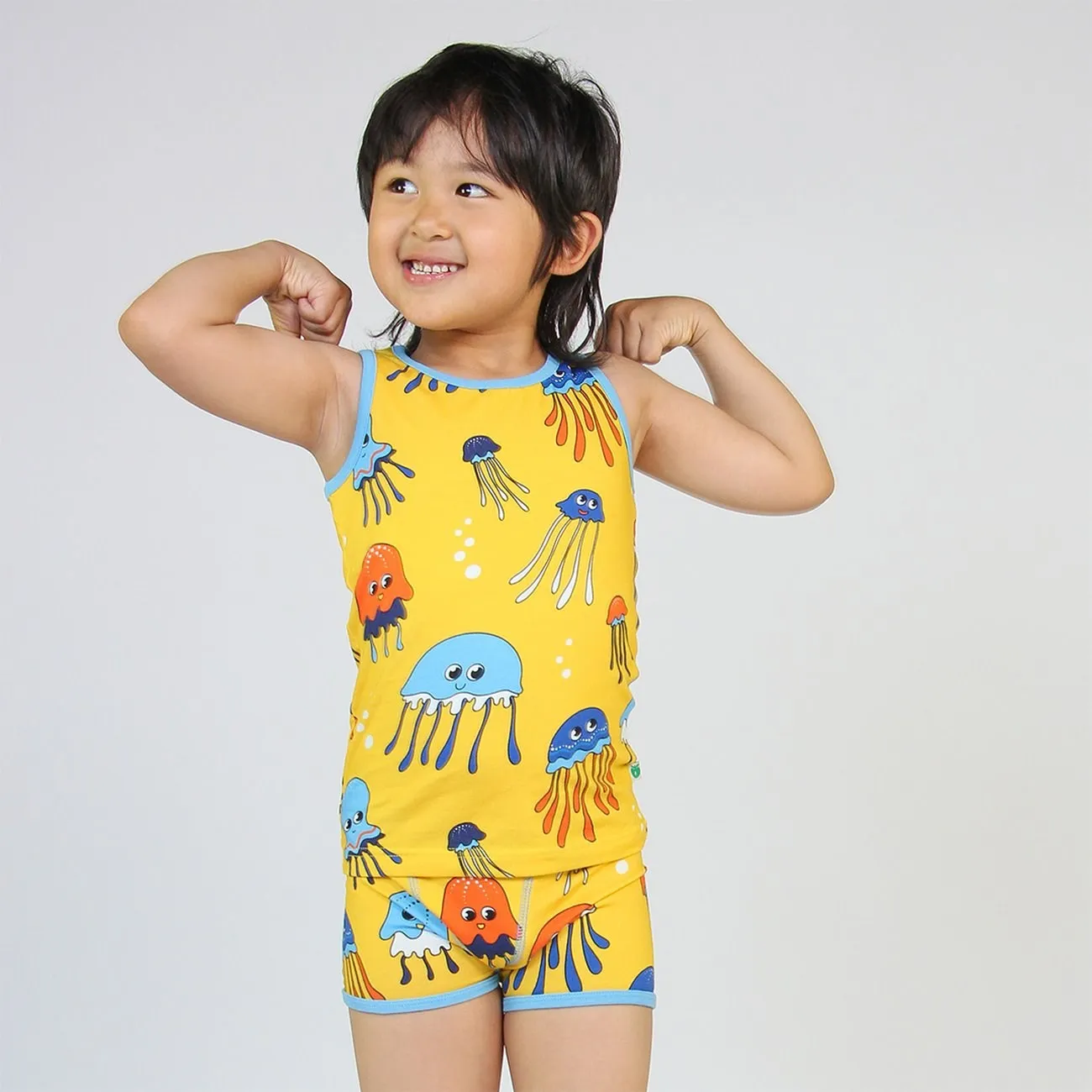 Småfolk Yellow Underwear Set With Mermaids