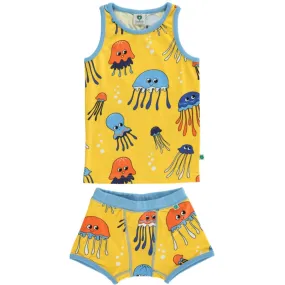 Småfolk Yellow Underwear Set With Mermaids