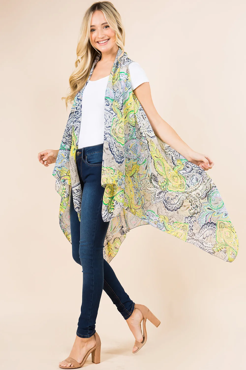 SN-163 grey yellow paisley vest