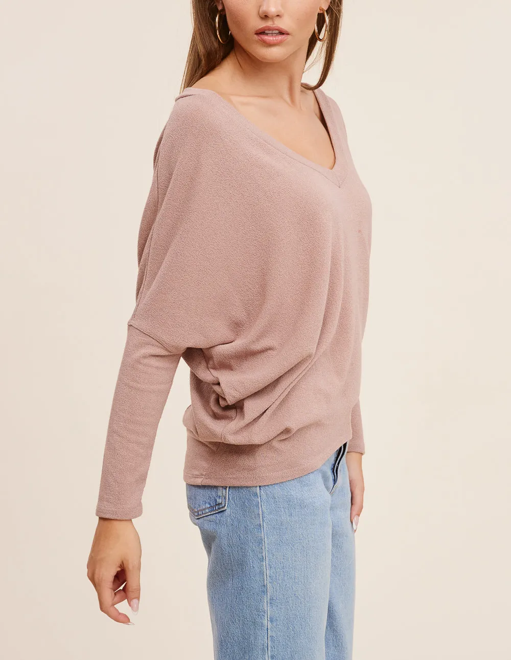 Softest V Neck Long Sleeve Dolman Top (Assorted Colors)