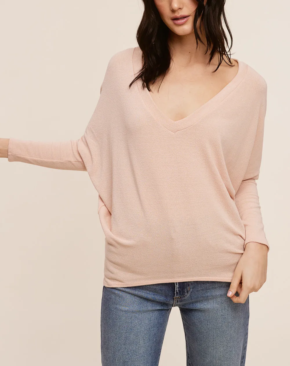 Softest V Neck Long Sleeve Dolman Top (Assorted Colors)