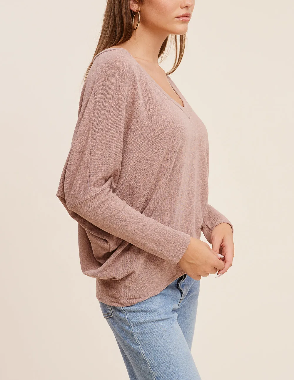 Softest V Neck Long Sleeve Dolman Top (Assorted Colors)