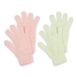 Spa Gloves Set Of 2 - Aloe Infused - Mint/Pink