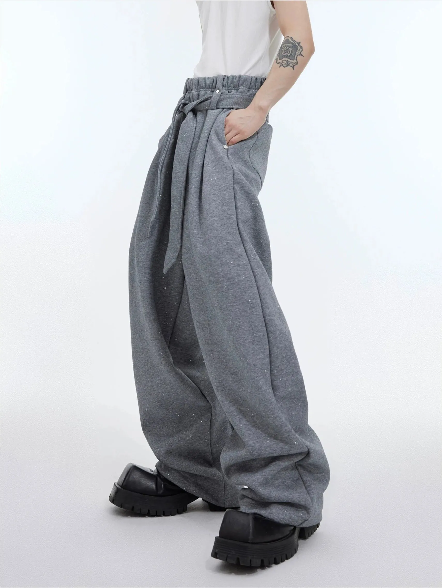 Standing-Collar Zipper Jacket & Wide-leg Sweatpants Setup WN4045