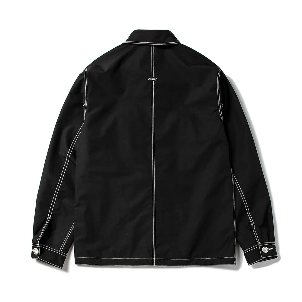 STITCHES BUTTON COACH JACKET BLACK