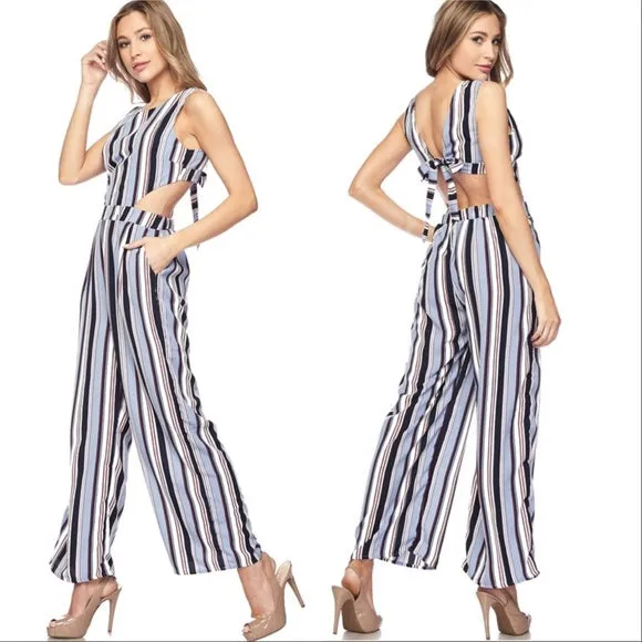 Striped wide legged pants