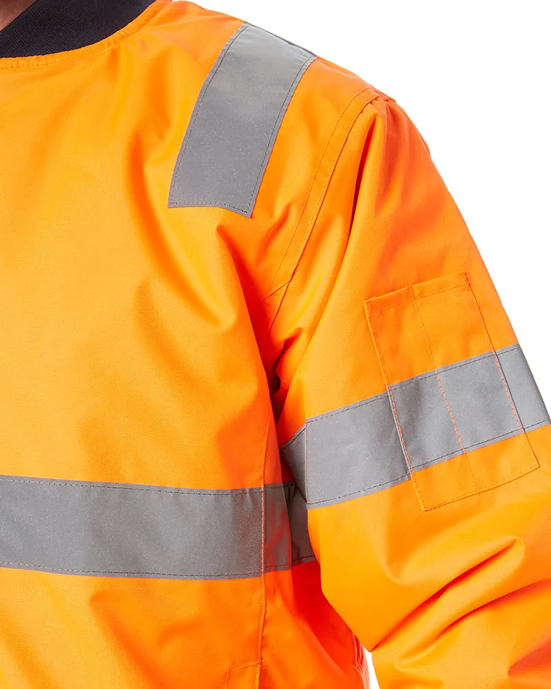 Taped Two Tone Hi Vis Bomber Jacket - Orange/Navy