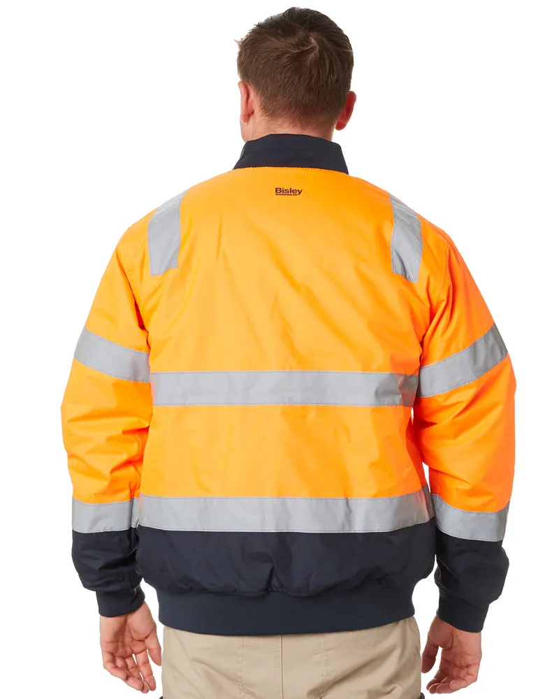 Taped Two Tone Hi Vis Bomber Jacket - Orange/Navy