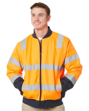 Taped Two Tone Hi Vis Bomber Jacket - Orange/Navy