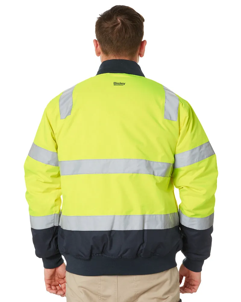 Taped Two Tone Hi Vis Bomber Jacket - Yellow/Navy