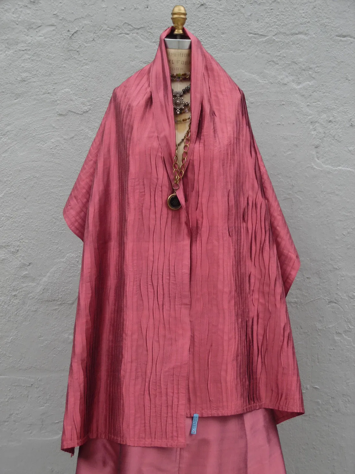 Thai Silk Pintuck Pleated Shawl Chocolate