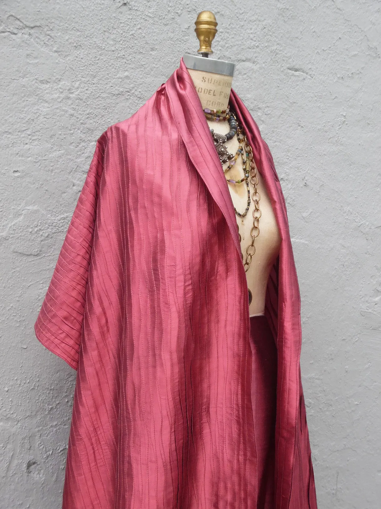 Thai Silk Pintuck Pleated Shawl Chocolate