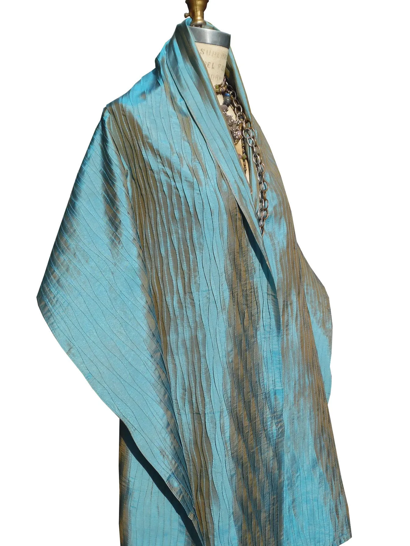 Thai Silk Pintuck Pleated Shawl Chocolate