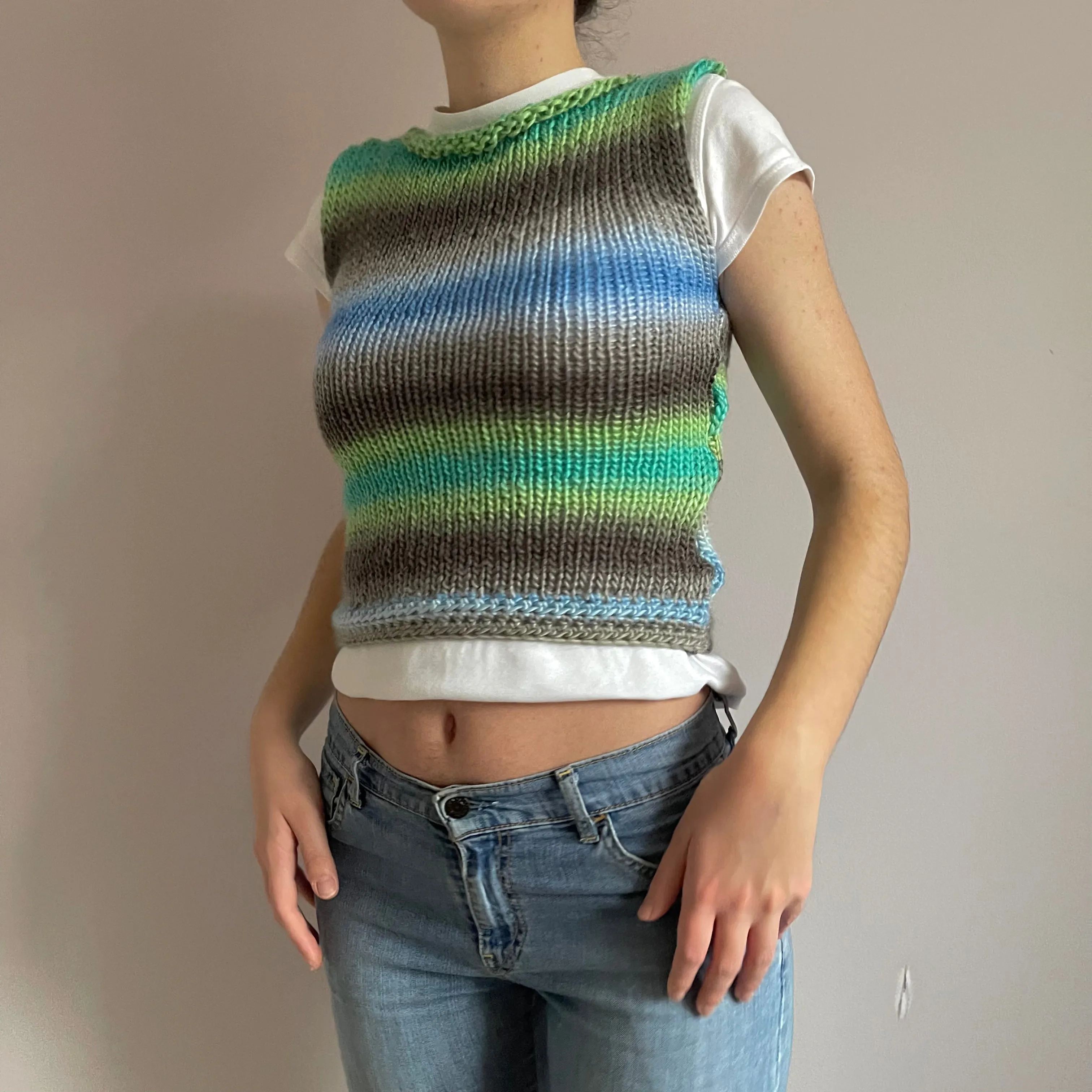 The Ocean Shades Vest - handmade knitted sweater vest